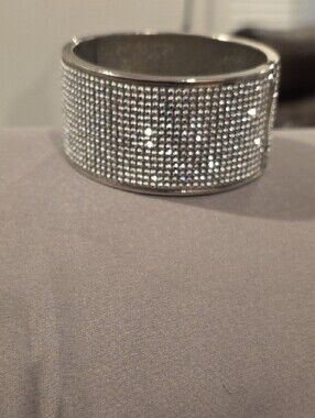 Silver Rhinestone Wide Cuff Bracelet Expands Spring Opening